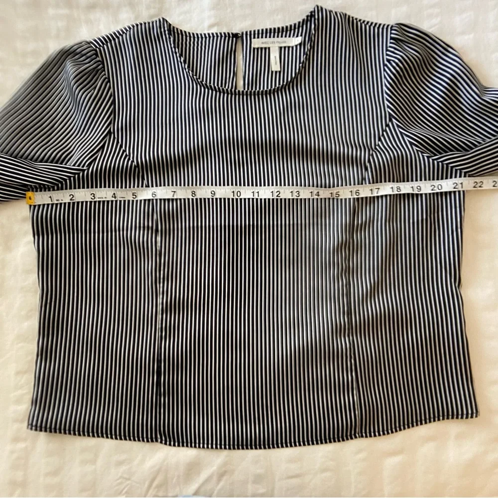 Anthropologie Avec Les Filles Black Pinstripe Long Sleeve Blouse